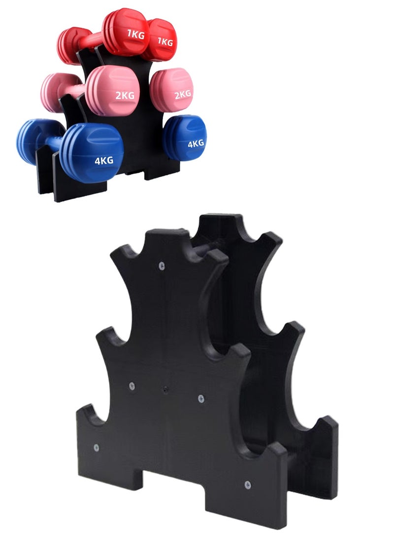 يا إلهي أرفف دمبلز لتدريب القوة ، حامل رف دمبلز منزلي 3 طبقات ، قابل للفصل وموفر للمساحة ، يحمل ما يصل إلى 6 دمبلز ، سهل التجميع ومتين ، مثالي لتنظيم صالة الألعاب الرياضية المنزلية والتخزين - Image 1