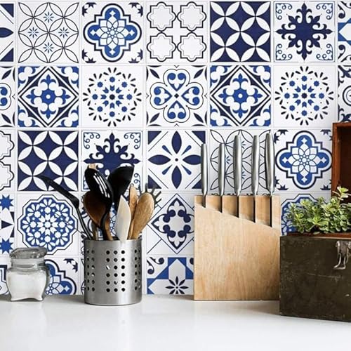 wall love Marble OilProof & Waterproof self-Adhesive Sheet Stickers Big Countertop Cabinet Furniture puja Room Kitchen,Home Sticker Wallpaper 60 x 200cm (Blue Blocks Wallpaper) - Image 2