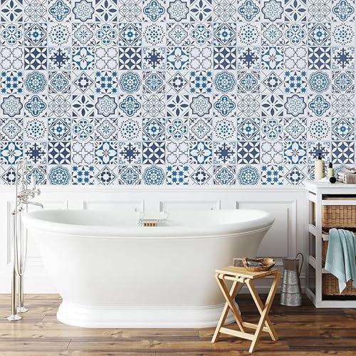 wall love Marble OilProof & Waterproof self-Adhesive Sheet Stickers Big Countertop Cabinet Furniture puja Room Kitchen,Home Sticker Wallpaper 60 x 200cm (Blue Blocks Wallpaper) - Image 5
