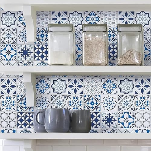 wall love Marble OilProof & Waterproof self-Adhesive Sheet Stickers Big Countertop Cabinet Furniture puja Room Kitchen,Home Sticker Wallpaper 60 x 200cm (Blue Blocks Wallpaper) - Image 4