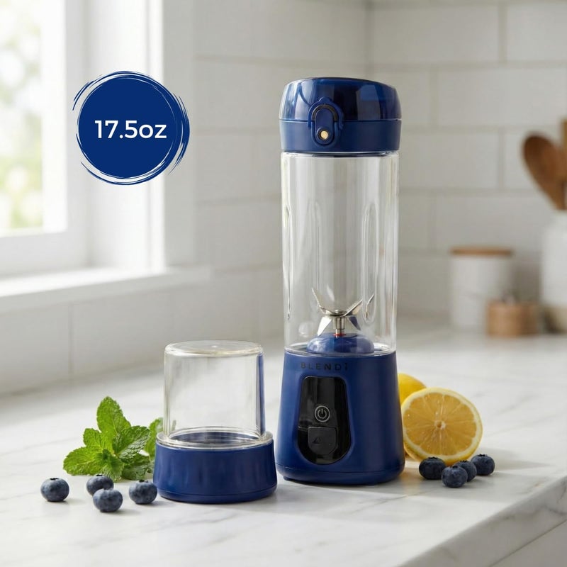 BLENDi Pro+ Portable Blender (17.5oz, Navy Blue) â€“ Powerful Ice Crushing 120W Motor, USB-C Rechargeable, Cordless Personal Blender Smoothies & Shakes â€“ BPA-Free, Self-Cleaning, Travel-Friendly - Image 2