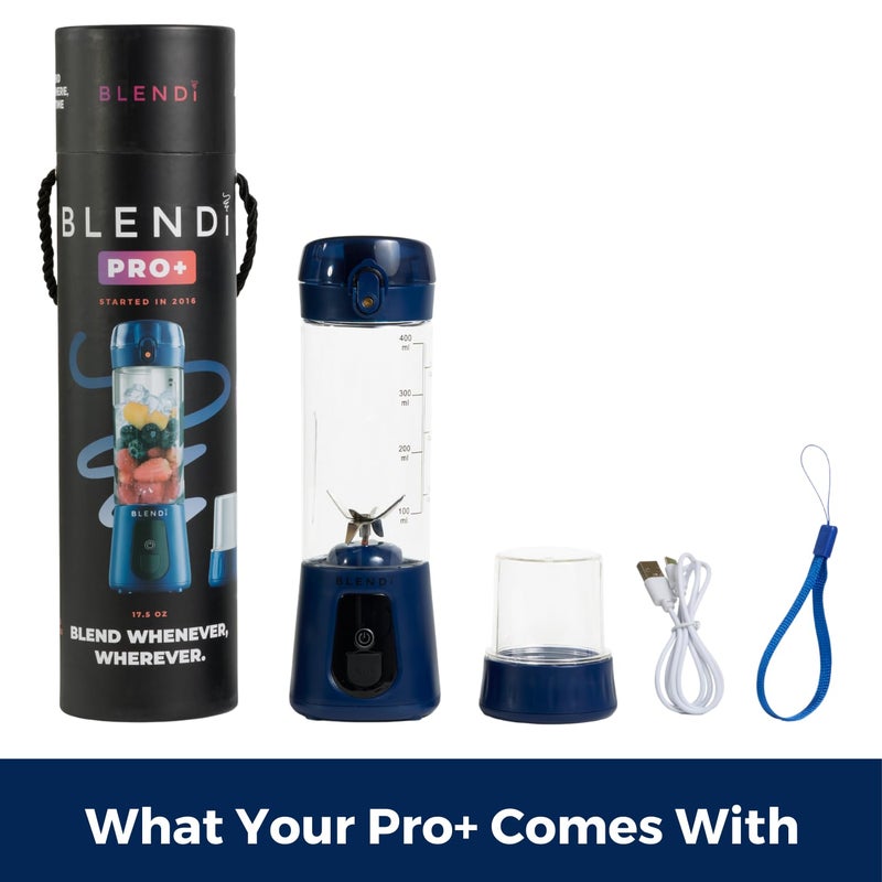 BLENDi Pro+ Portable Blender (17.5oz, Navy Blue) â€“ Powerful Ice Crushing 120W Motor, USB-C Rechargeable, Cordless Personal Blender Smoothies & Shakes â€“ BPA-Free, Self-Cleaning, Travel-Friendly - Image 3