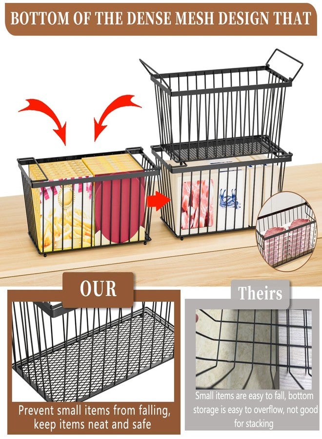 ANJUBAN Enhanced Leak-Proof Bottom - Freezer Organizer Bins ，4 Pack Stackable Deep Freezer Organizer Bins for 7 Cu.FT Small Chest Freezer，organization and storage，pantry organizers(4 Pack-black) - Image 2