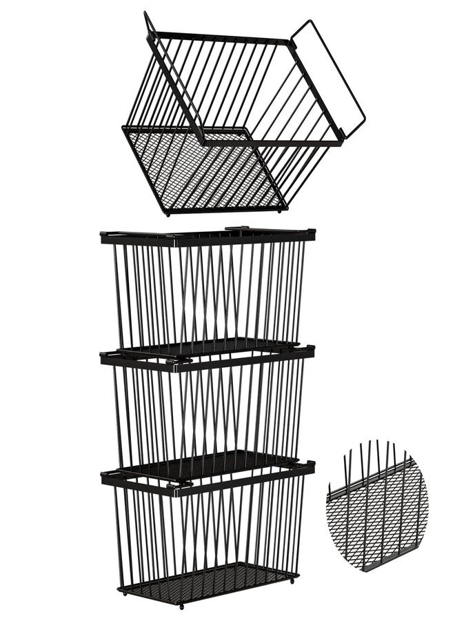 ANJUBAN Enhanced Leak-Proof Bottom - Freezer Organizer Bins ，4 Pack Stackable Deep Freezer Organizer Bins for 7 Cu.FT Small Chest Freezer，organization and storage，pantry organizers(4 Pack-black) - Image 1