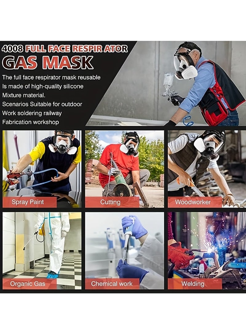 27 in 1 Silicone Full Face Respirator Mask, Reusable Pull-On Design for Gas, Paint, Chemical, Woodworking, Dust Protection Spherical Reusable Facepiece with Filter Cartridges  - Image 4