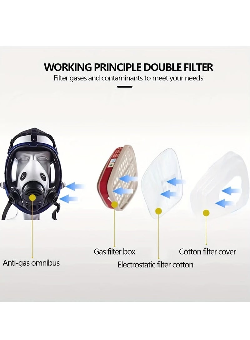 27 in 1 Silicone Full Face Respirator Mask, Reusable Pull-On Design for Gas, Paint, Chemical, Woodworking, Dust Protection Spherical Reusable Facepiece with Filter Cartridges  - Image 5