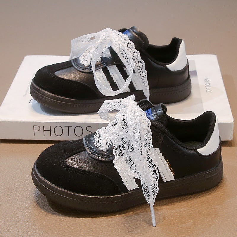 Girls Shoes Spring Fashion Children'S Soft Sole Casual Board Shoes Girls Explosive Lightweight Lace German Training Shoes - Image 1