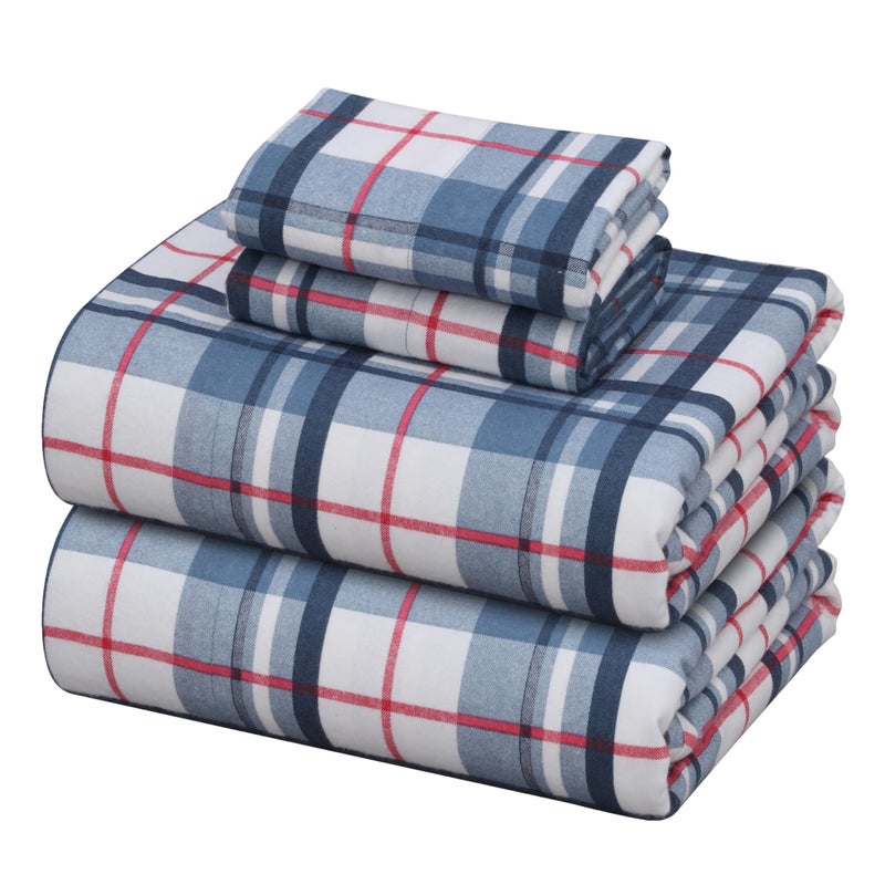 ZOYER Flannel Sheets Queen Size - 100% Cotton Double Brushed Bed Sheets, Deep Pockets 16 Inches Queen Sheet Set, All Seasons Breathable & Extra Soft - Warm & Cozy, 4 Piece, Attention - Image 1