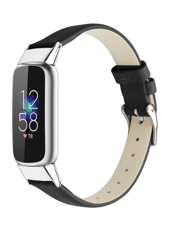 NIBEMINENT Leather Replacement Strap Watchband For Fitbit Luxe Black - Image 3