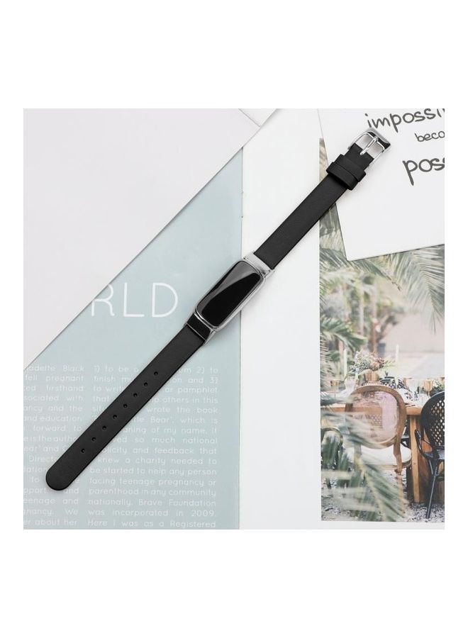NIBEMINENT Leather Replacement Strap Watchband For Fitbit Luxe Black - Image 4