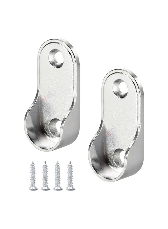 درافل دعامة طرفية بيضاوية الشكل لقضيب خزانة الملابس من دورافيل، وصلة أنبوبية لتعليق الملابس من النوع البيضاوي، دعامة أنبوب خزانة الملابس مع براغي (عبوة من قطعتين) - Image 1