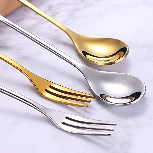 AnSaw 10-Pc Silver Mini Spoons & Forks Set, 4.7" - Stainless Steel, Leaf Handle, Ideal for Coffee,Tea, Appetizers, Tastings, Parties, Charcuterie & Cocktails - Image 5