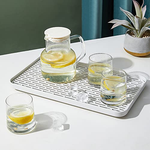 Bonilve Cup Drying Rack & Dish Drying Tray, Drain Board for Small Kitchen Sink, Dish Drain Tray Large Enough for Counter or Coffee Table, Big White Dish Drying Mat - Image 5