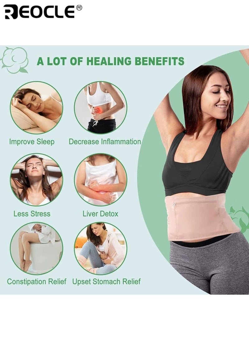 REOCLE 2PCS Castor Oil Pack Wrap Adjustable Reusable Organic Kit with Cotton Machine Washable Leak Proof Design for Liver Detox Suitable for Waist & Neck Use for Adults for Daily Care - Image 3