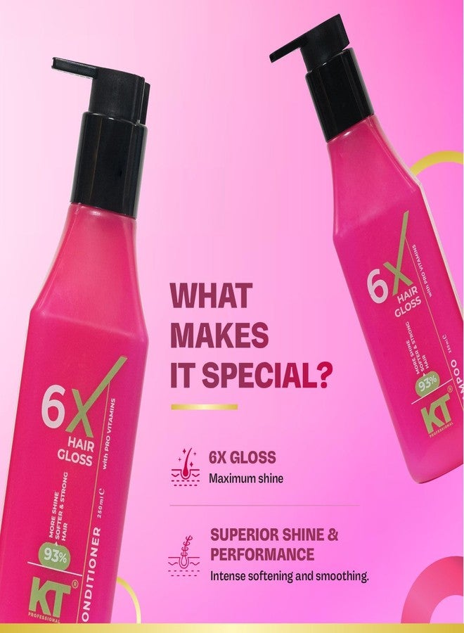 KT PROFESSIONAL 6X Hair Gloss Shampoo & Conditioner Combo 93% More Shine Pro-Vitamin Enriched Sulfate Free Paraben Free (250ml Pack of 2) - Image 4