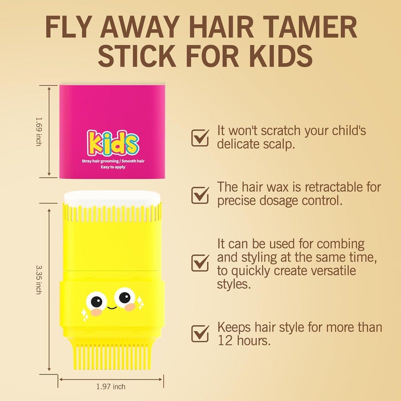 gowwim Non-greasy Hair Wax Stick, 2 Built-In Combs Wax Stick for Hair Taming Fly Away Hair Stick Wax Natural Ingredients Wax Hair Stick for Kids Children Baby for Daily Styling - Image 3