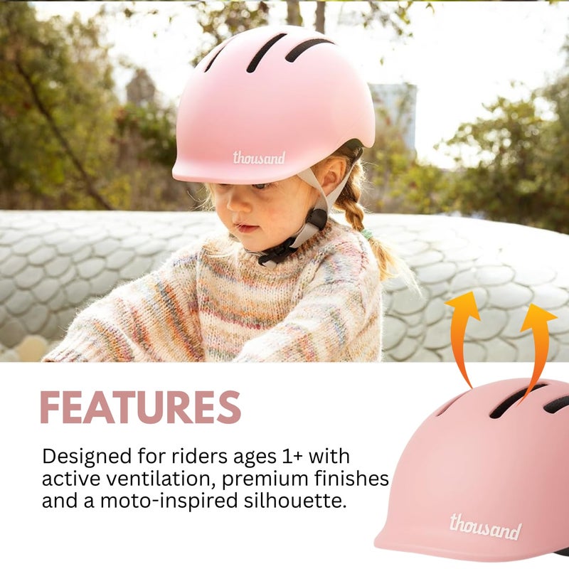 Thousand Kids Helmet â€“ Free Reflective Sticker Pack to Customize, No Pinch Magnetic Buckle, Multi Sport Safety CSPC ASTM CE Certified â€“ Jr Collection (Power Pink, Nylon Straps) - Image 4