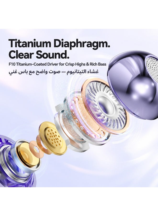 caijin Wireless Clip Headphones Buds with Bluetooth 6.0 Low Latency, HD Sound, LED Power Display Earphones Comfortable Fit Waterproof in-Ear Earbuds with Mic for Multi-Scenario Suitable for All Ages (Purple) - Image 5