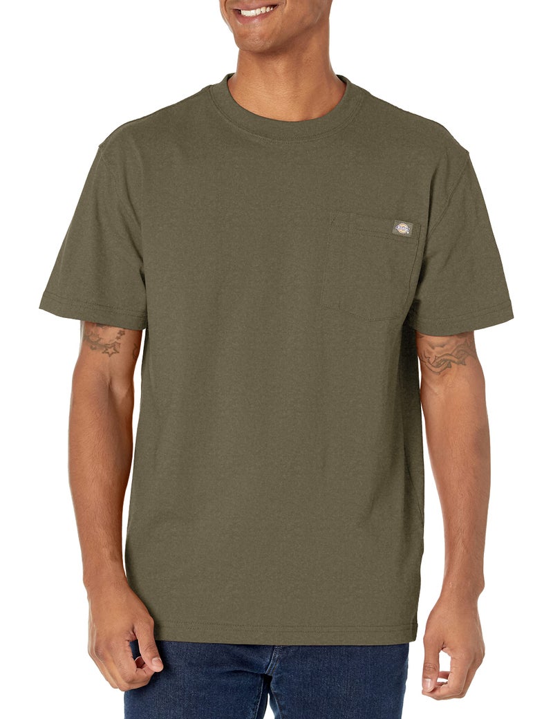 Dickies Men's Heavyweight Crew Neck Short Sleeve Tee Big, Black Olive, Large Tall - Image 1