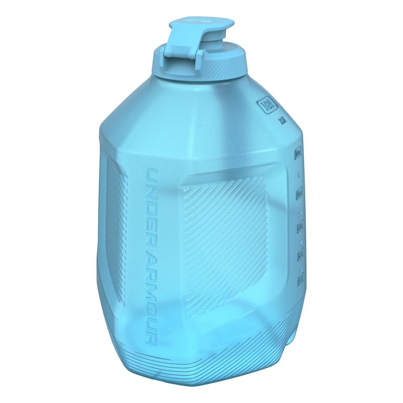 اندر ارمر تحت درع 1 زجاجة ماء جالون - مقاومة للتسرب ثنائية الاتجاه قبعة ناعمة صنبور وفم عريض - زجاجة ماء صالة ألعاب رياضية خالية من BPA مع علامات القياس - غطاء مقبض قبضة ناعم. - Image 1