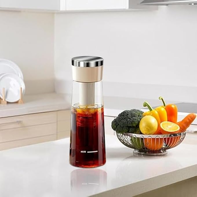 TERRIFI Fast Cold Brew Coffee Maker 750Ml  Portable Iced Coffee Brewer For Tea  Coffee  LeakProof Cold Brew Container With Precision Filter For Home Office Outdoor And Camping Use White - Image 3