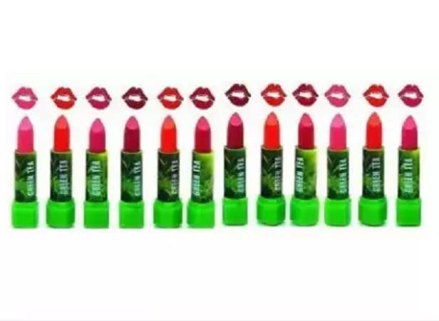 Elecsera Matte Green Tea Color Changing Lipstick Combo pack of 12 multicolor 42 g