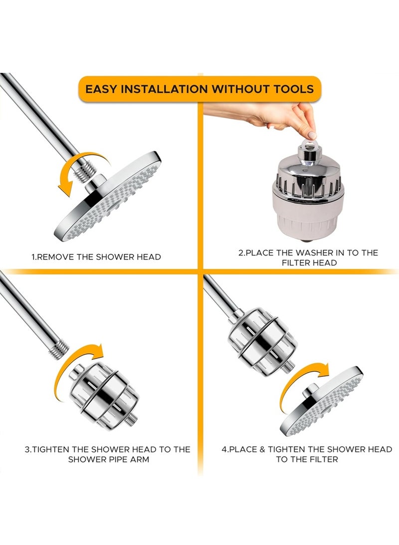 ليون هوم فلتر دش للمياه العسيرة بمستوى 20 | مُنعم مياه مؤين | يزيل الكلور والمواد الضارة | نظام خرطوشة رأس دش مفلتر للاستحمام لمنع جفاف الجلد والشعر - Image 4