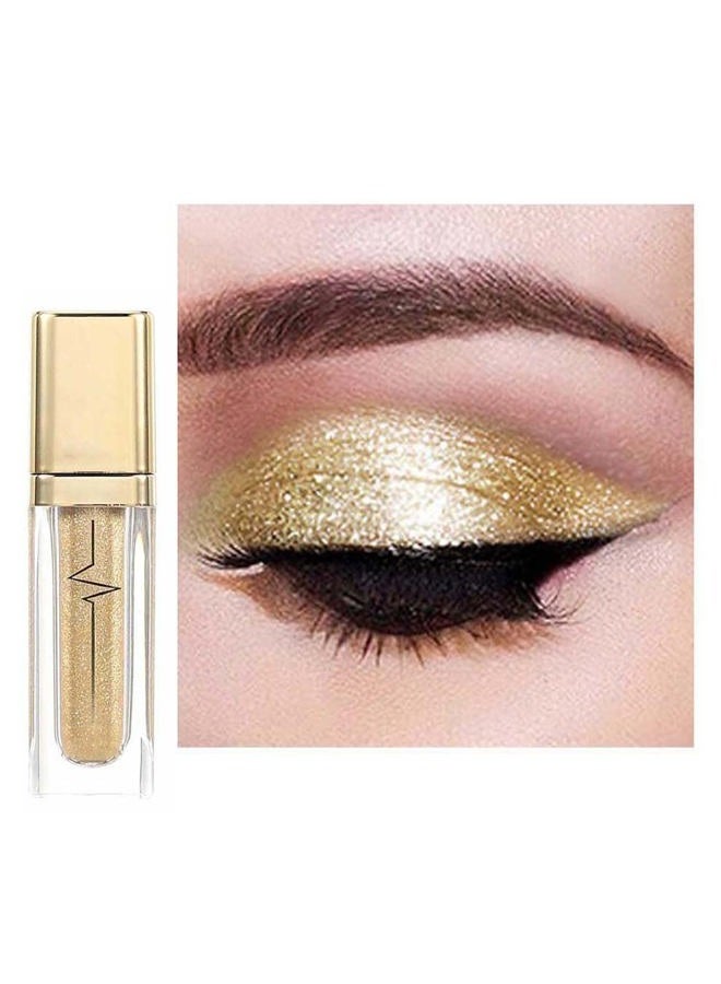Kilshye Glitter Liquid Eyeshadow Shimmer Eye Shadow Metallic Eyeshadows High Pigment Eyes Shadow Long Lasting Waterproof Eyes Liquid Makeup for Women and Girls Pack of 1 (E- Gold 6) - Image 1