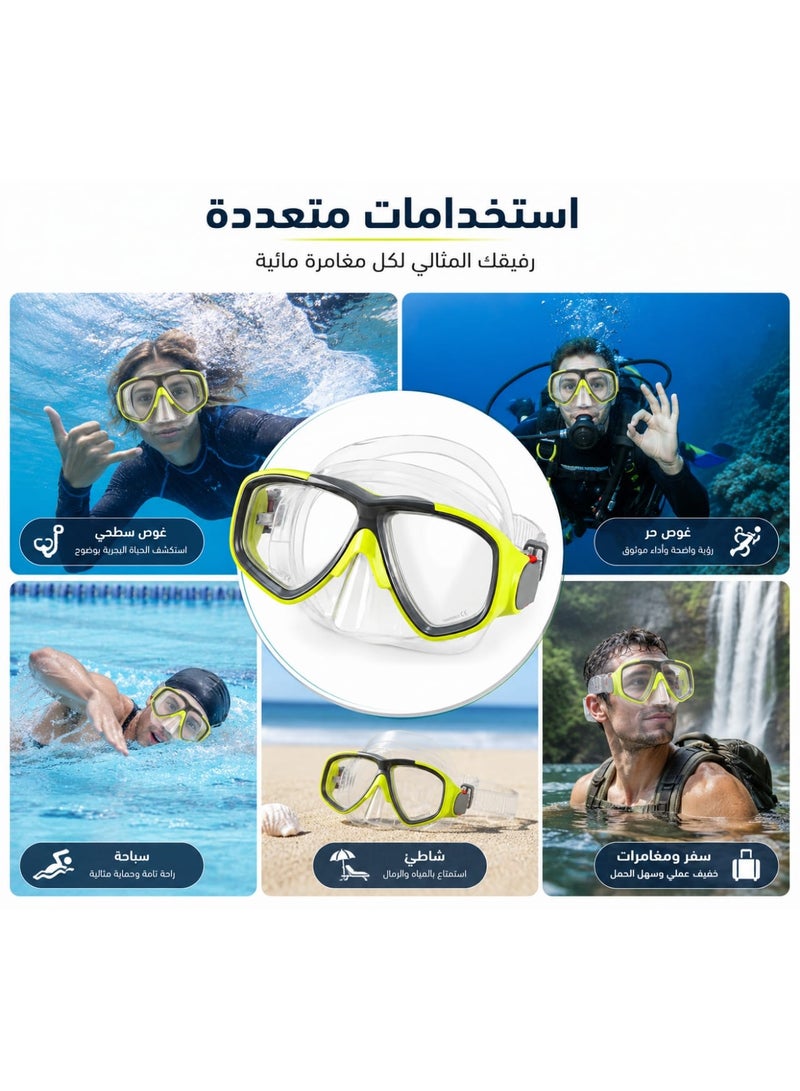 Professional Diving Mask & Swim Goggles - Panoramic Wide View - Anti-Leak & Anti-Fog Design - Soft Silicone Skirt - Perfect for Scuba Diving, Snorkeling, and Water Sports. - Image 2