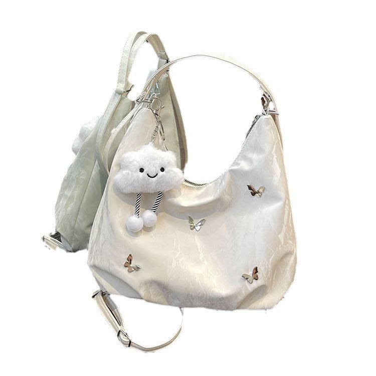 Large Capacity PU Shoulder Tote Bag with Butterfly Decoration - Image 1