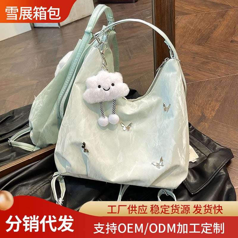 Large Capacity PU Shoulder Tote Bag with Butterfly Decoration - Image 2