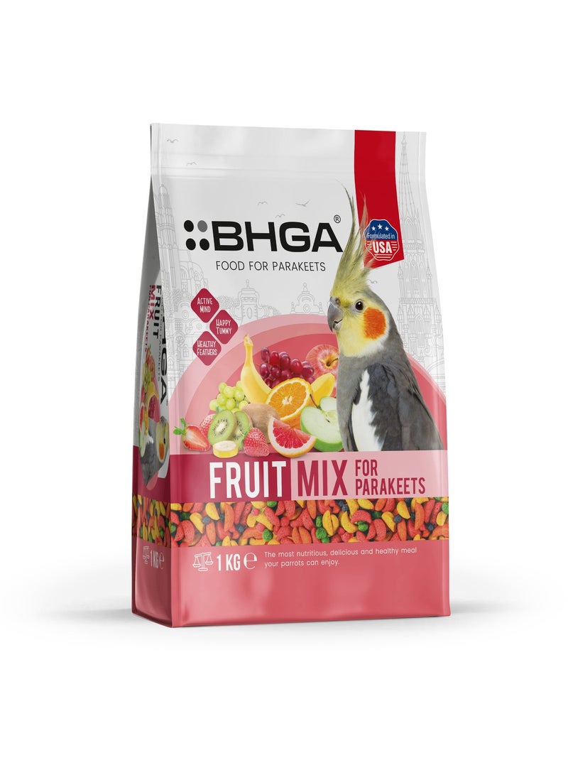 Delightful Premium Fruit Mix for Parakeets 1kg – Natural Parakeet Bird Food with Fruits, Vitamins & Minerals for Active Birds - Image 1