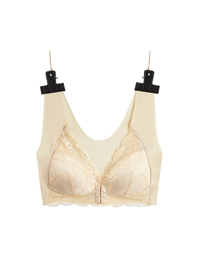 Front Buckle Plus Size Bra Vest Accessory Breast Lace No Steel Ring Gathered Seamless Vest Beautiful Back Bra