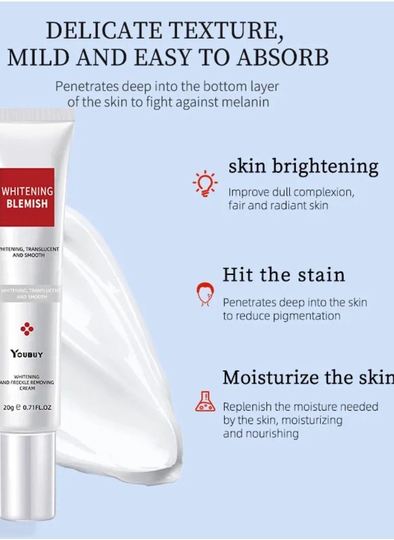 YOUBUY - Whitening Blemish Cream Whitening and Freckle Removing Cream Dark Spot Remover for Face Fade Fine Lines and Melasma Freckle Remover Hyperpigmentation Care Dark Circle Removing Essence 20g - Image 1