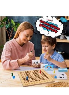 MAGIC VAULT Wooden Math Multiplication Board, Montessori Multiplication Board Game, Rainbow Educational Math Blocks Board, Children Learning Counting Toys for Chart to Acquire Basic Math Operations (A)  - Image 2