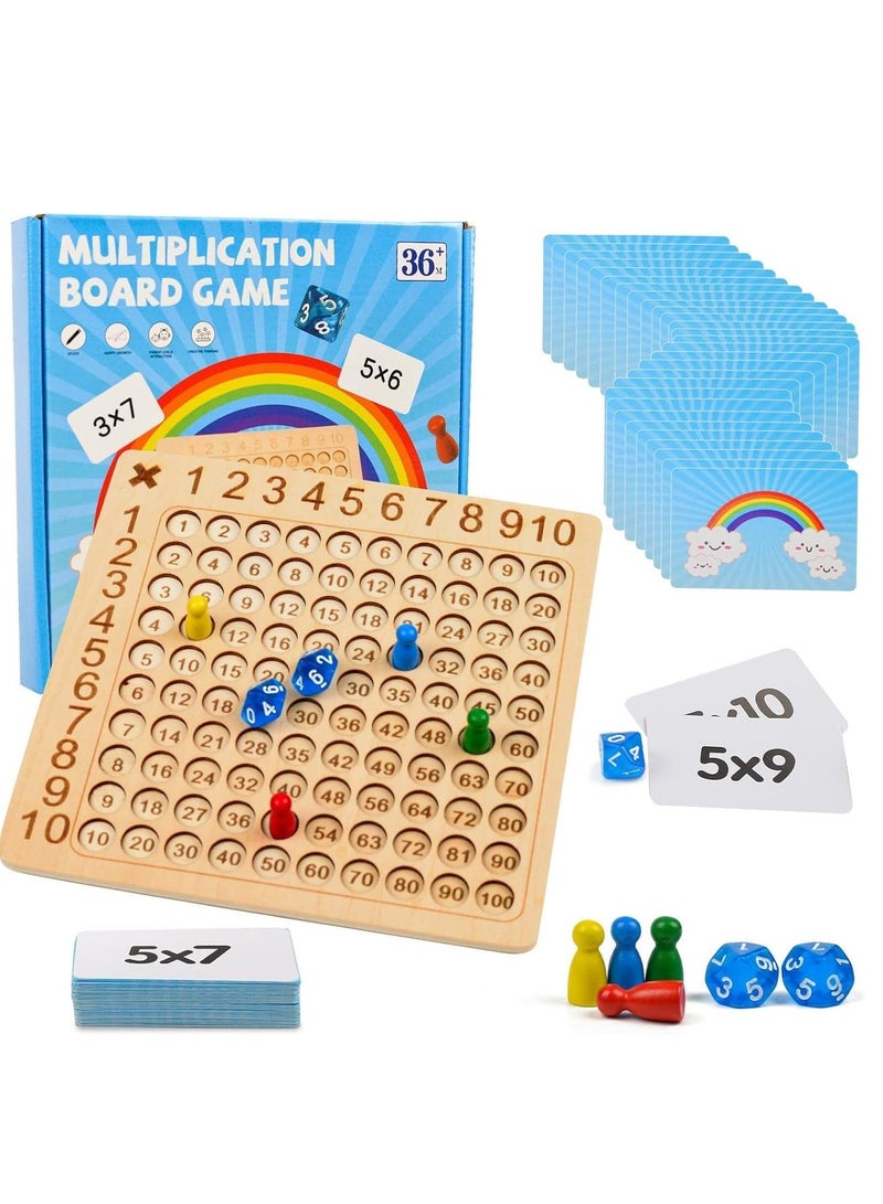 قبو سحري Wooden Math Multiplication Board, Montessori Multiplication Board Game, Rainbow Educational Math Blocks Board, Children Learning Counting Toys for Chart to Acquire Basic Math Operations (A) - Image 1
