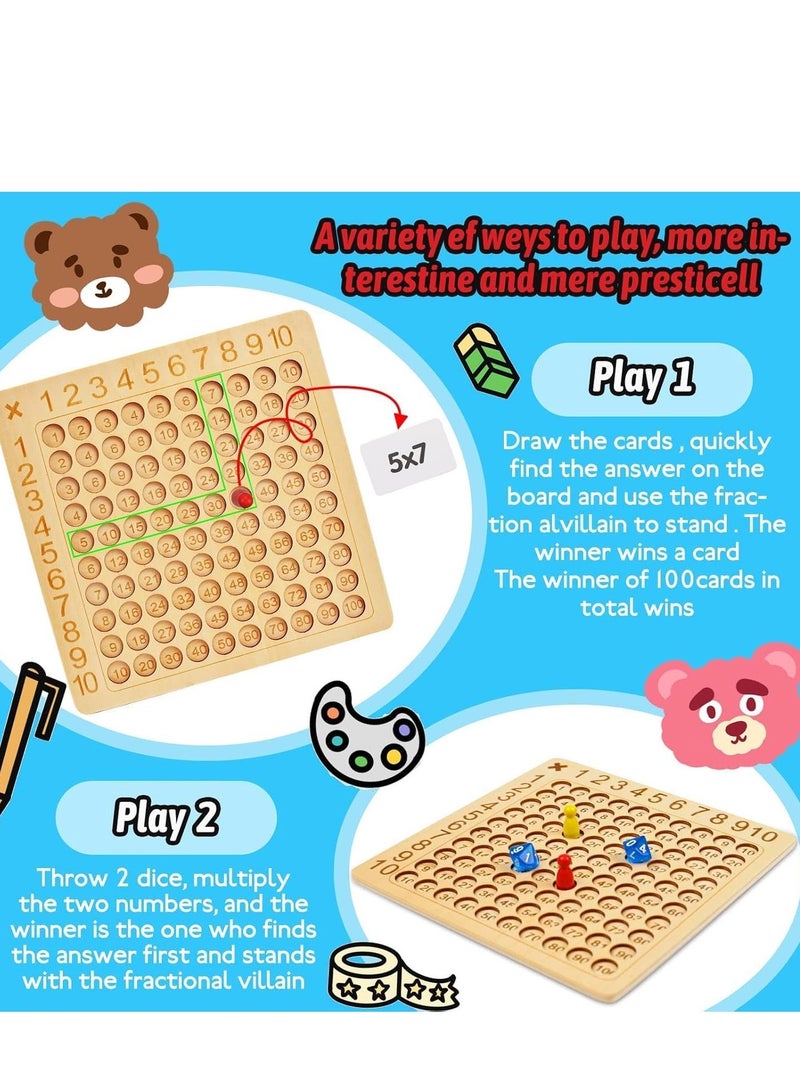 قبو سحري Wooden Math Multiplication Board, Montessori Multiplication Board Game, Rainbow Educational Math Blocks Board, Children Learning Counting Toys for Chart to Acquire Basic Math Operations (A) - Image 4