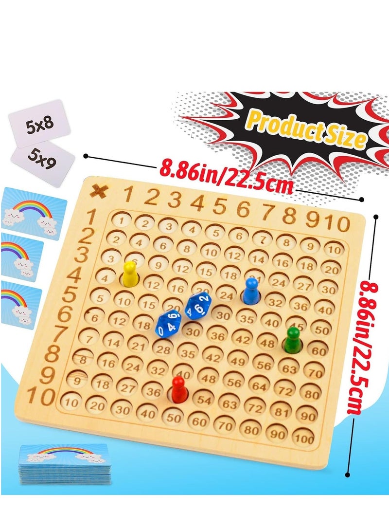 قبو سحري Wooden Math Multiplication Board, Montessori Multiplication Board Game, Rainbow Educational Math Blocks Board, Children Learning Counting Toys for Chart to Acquire Basic Math Operations (A) - Image 3