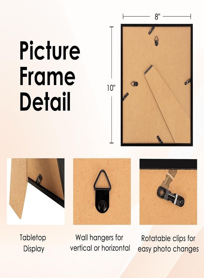 FIXSMITH إطار صور FIXSMITH مقاس 8×10 بوصة، إطار صور أسود مع زجاج شبكي عالي الجودة، لعرض صور مقاس 5×7 بوصة مع إطار داخلي أو 8×10 بوصة بدون إطار داخلي، إطار صور مجمع للعرض على الطاولة أو الحائط، عبوة من قطعتين - Image 4