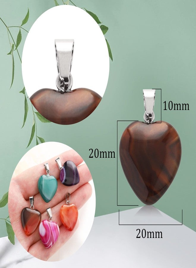 Lezam 24 Pieces Healing Crystal Heart Moon Cross Shaped Pendants Necklace Charms for DIY Jewelry Making Natural Quartz Stones Chakra Love Beads Bulk, 24pcs, Stone, Agate - Image 2