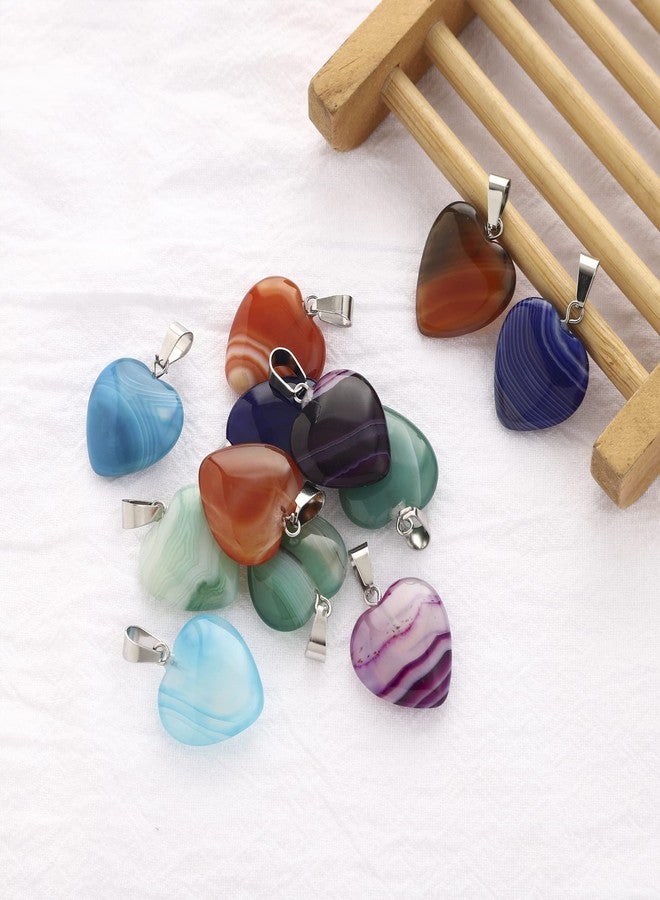 Lezam 24 Pieces Healing Crystal Heart Moon Cross Shaped Pendants Necklace Charms for DIY Jewelry Making Natural Quartz Stones Chakra Love Beads Bulk, 24pcs, Stone, Agate - Image 4