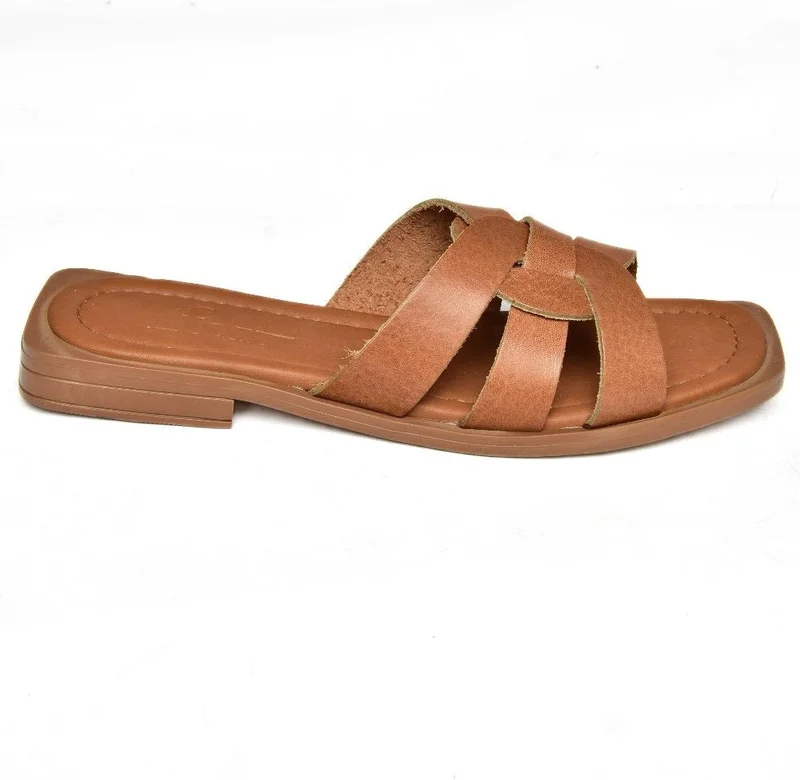 فوكس شوز S291045603 Tan Leather Women's Slippers