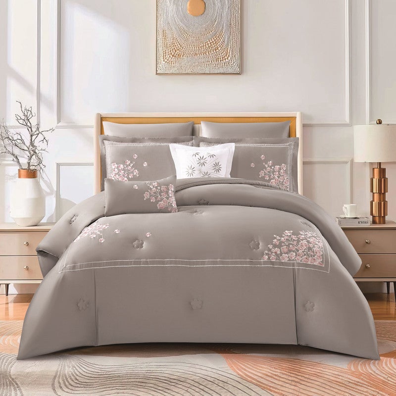 ليفور مفرش صيفي قطن 100% فاخر مناسب لمقاس سرير مزدوج 200 x 200 cm سم من ليفوري مكون من 8 قطع 250 غرزة - Image 2