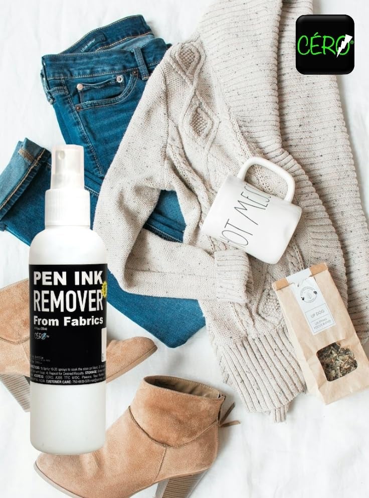 CERO Pen Ink Remover Spray (200ml) - Instant Stain Remover For Clothes Powerful Spray To Eliminate Ink Marker & Ballpoint Pen Stains From Paper Fabric Walls Wood & Hard Surfaces - Image 4