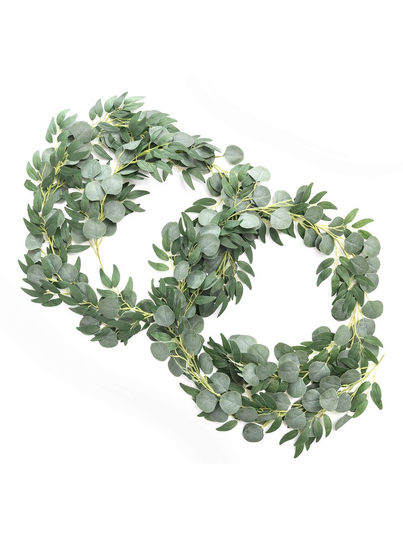 Ling's moment Ling's Moment Artificial Eucalyptus and Willow Garlands  2pcs Fake Vines Greenery Leaves for Wedding Backdrops/Arch/Flower Garland Greenery Decor  5.9ft  - Image 1