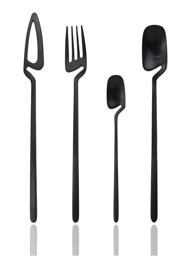 MAPPLE CREATION Stainless Steel Dinnerware Set - Hammered Handle Design, Dishwasher Safe, Bulk Order Available - for Home, Kitchen, Restaurant, Party, Christmas, Wedding (Black) - Image 3