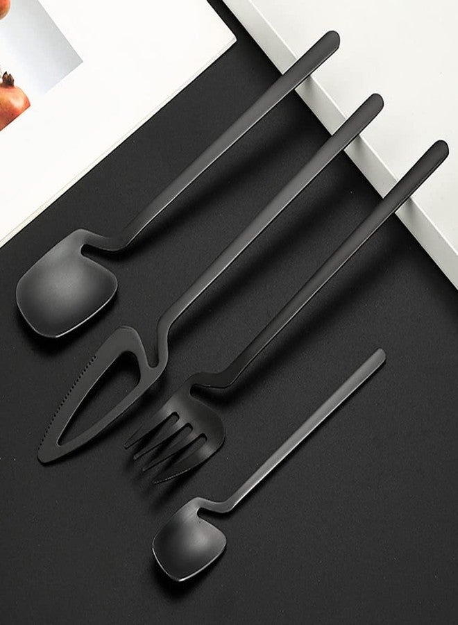 MAPPLE CREATION Stainless Steel Dinnerware Set - Hammered Handle Design, Dishwasher Safe, Bulk Order Available - for Home, Kitchen, Restaurant, Party, Christmas, Wedding (Black) - Image 1
