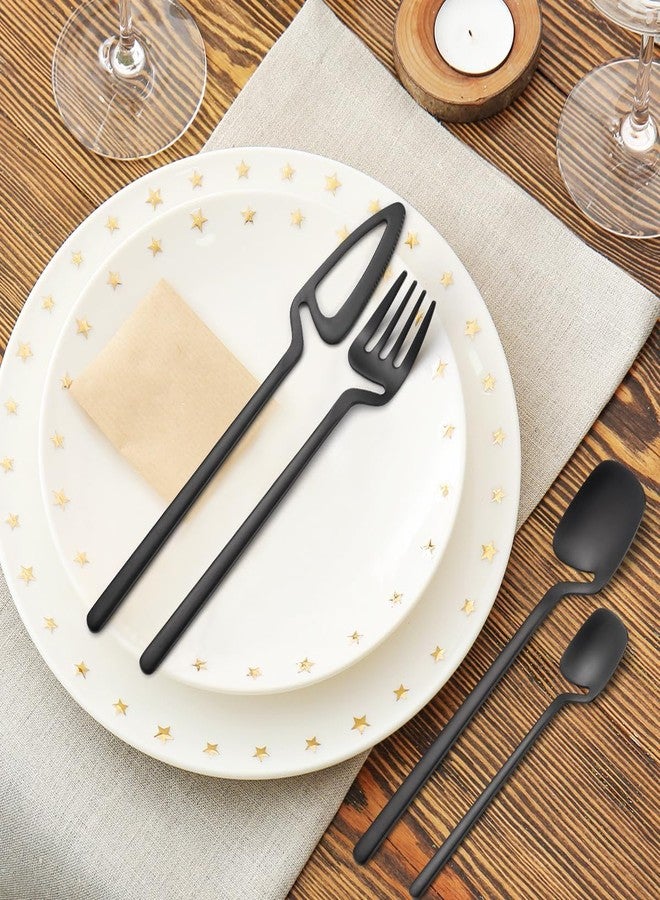 MAPPLE CREATION Stainless Steel Dinnerware Set - Hammered Handle Design, Dishwasher Safe, Bulk Order Available - for Home, Kitchen, Restaurant, Party, Christmas, Wedding (Black) - Image 2
