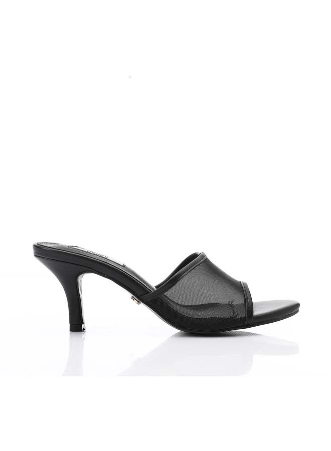 Mesh Mid-Heelsed Slipper - Black