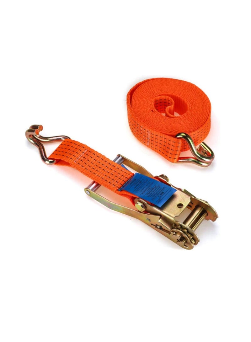 Loquat Heavy Duty Cargo Lashings Straps Ratchet  Fastening Tape Tie Down Hook 2”x10 Metre - Orange - Image 2